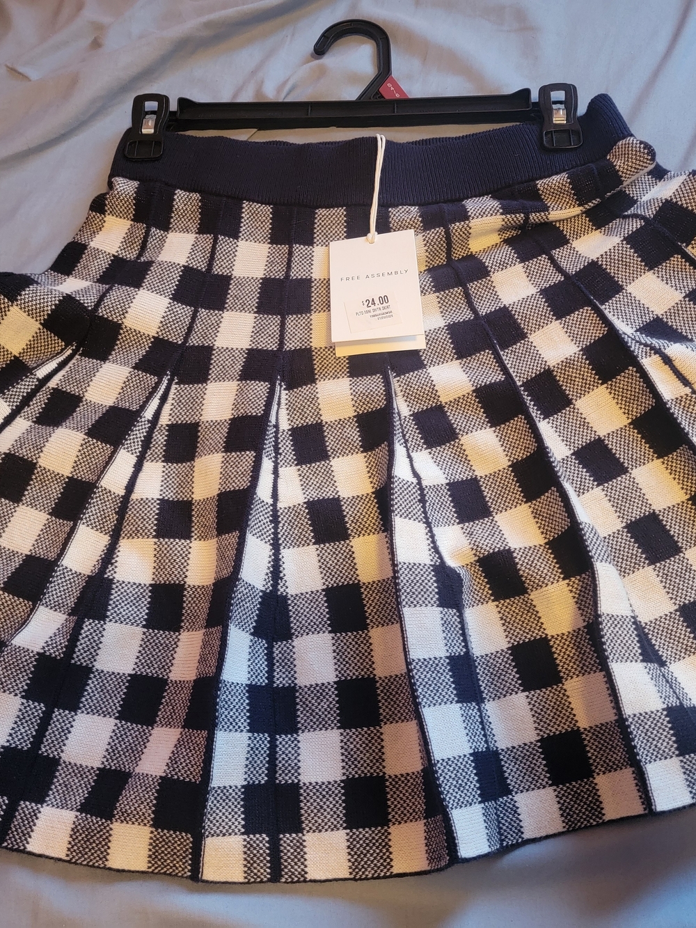 Pleated Blue  and White Gingham Skirt -